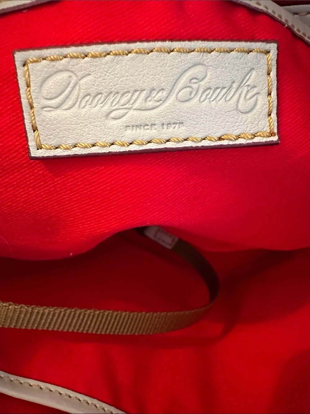 Dooney & Bourke Florentine Vacchetta Leather Tote Putty Small Gold Logo Bag